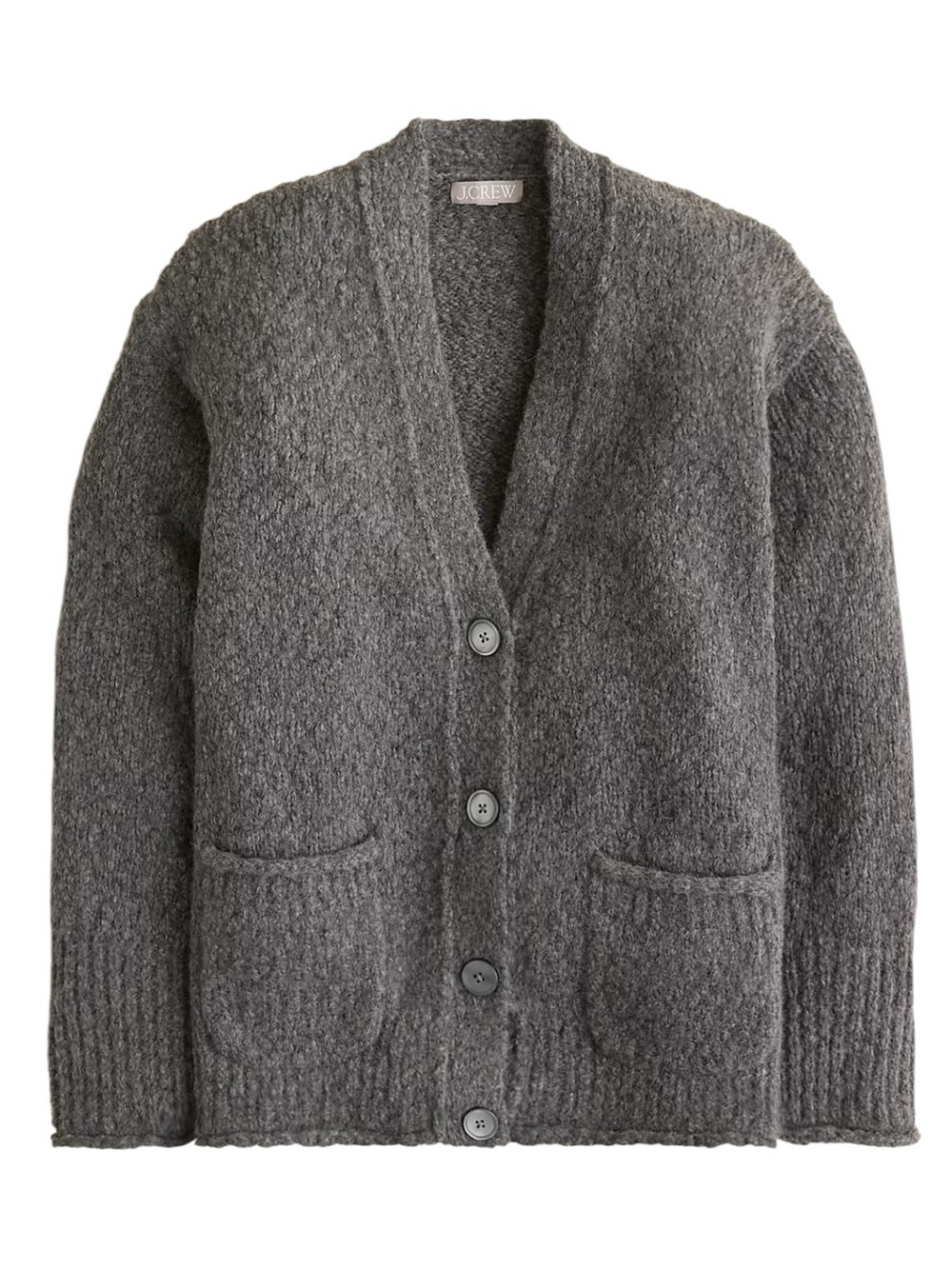 J. Crew Relaxed Cardigan in Textured Yarn Size XS Grey Oversized Wool Layering